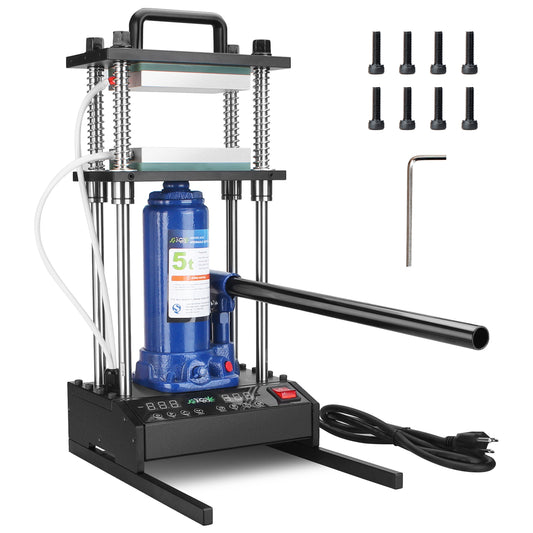 5 Tons Rosin Press Machine, Heavy Duty Stainless Steel Press with Dual 3x5 Inches Heated Plates - Kikpress